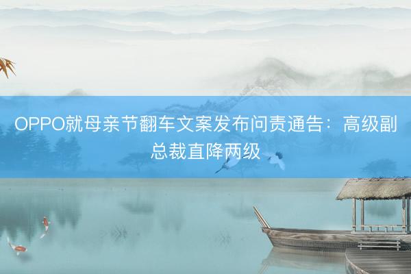OPPO就母亲节翻车文案发布问责通告:高级副总裁直降两级