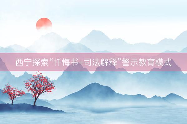 西宁探索“忏悔书+司法解释”警示教育模式